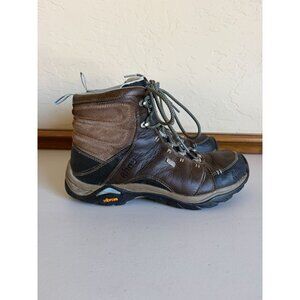 AHNU Montara W8.5 Brown Leather Hiking Boots Waterproof Vibram Soles